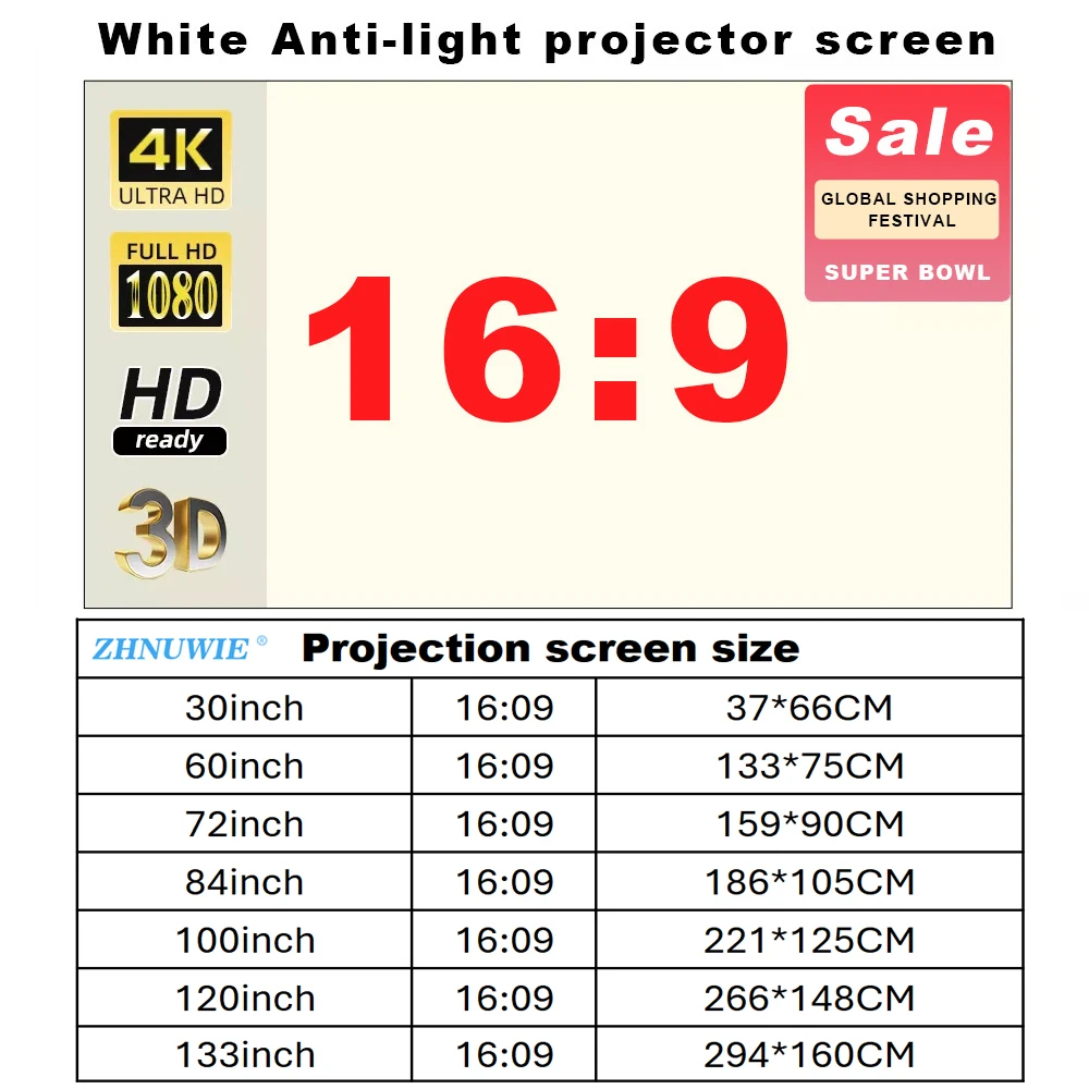 Outdoor Lighting Grid Screen - Projektör Perdesi 16:9 Yüksek Parlaklık Yansıtıcı