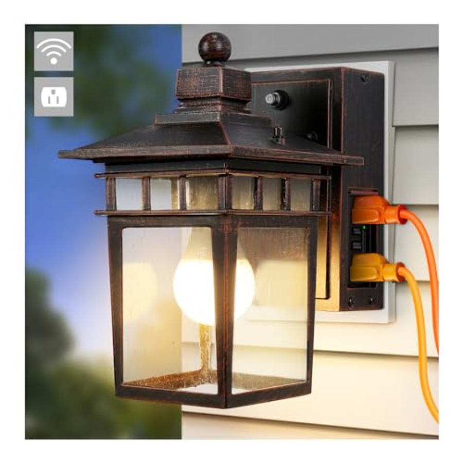 Solar Wall Sconce - GFCI Prizli Dış Mekan Aydınlatması, Gün
