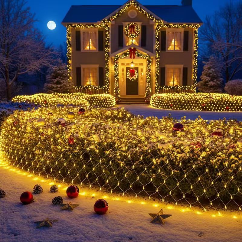 Outdoor Lighting Grid Screen - 3x2m Noel Net Örgü Perde Işıkları